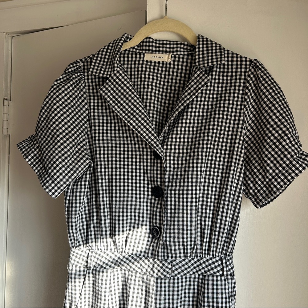 Mod Ref Black and White Gingham Jumpsuit